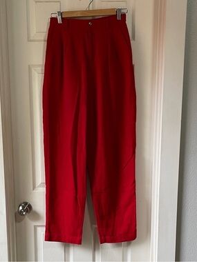 Lizsport Vibrant Red Linen Trousers